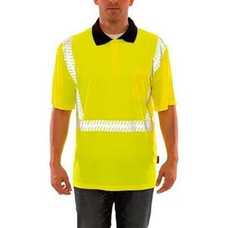 TINGLEY Job Sight„¢ Class 2 Polo Pullover Hi Visibility Shirt, Lime, Polyester, SM S74022.SM